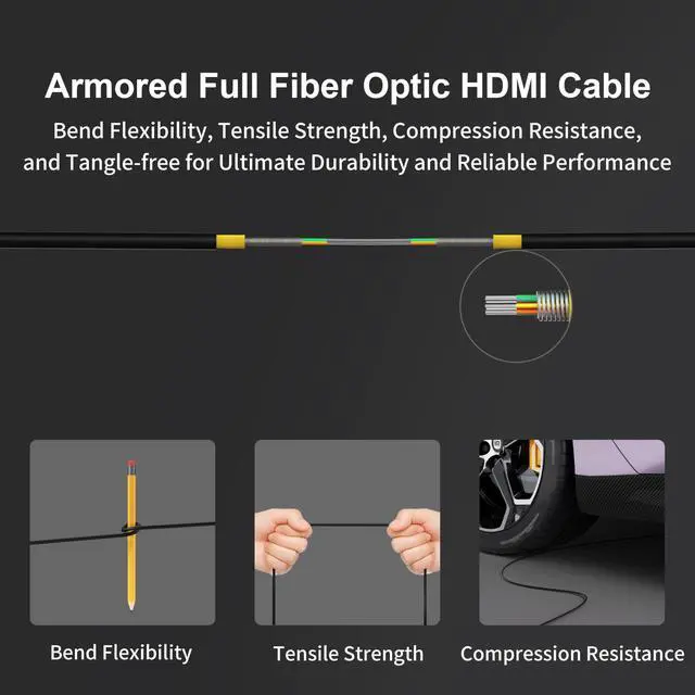 Alt view image 5 of 7 - MPO Male to Female Full Fiber Optic Armored Cable, 7-Core, 6FT | Compatible with MPO Keystone Wall Plates for Easy Fiber Routing and Extension in Wall-Mounted and In-Wall Installations