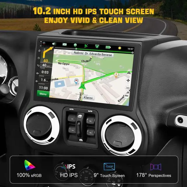Alt view image 7 of 7 - (4GB+64GB) Android Car Radio Stereo for Jeep JK Wrangler 2015 2016 2017 10.2 Inch Touchscreen Support Wireless Carplay/Android Auto/WiFi/GPS/Bluetooth5.2/Back-up Camera/FM/SWC
