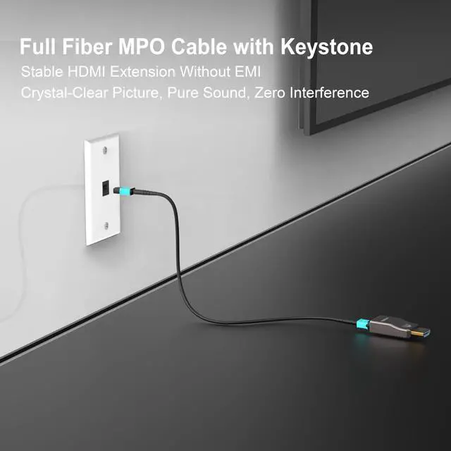 Alt view image 7 of 7 - MPO Male to Female Full Fiber Optic Armored Cable, 7-Core, 6FT | Compatible with MPO Keystone Wall Plates for Easy Fiber Routing and Extension in Wall-Mounted and In-Wall Installations