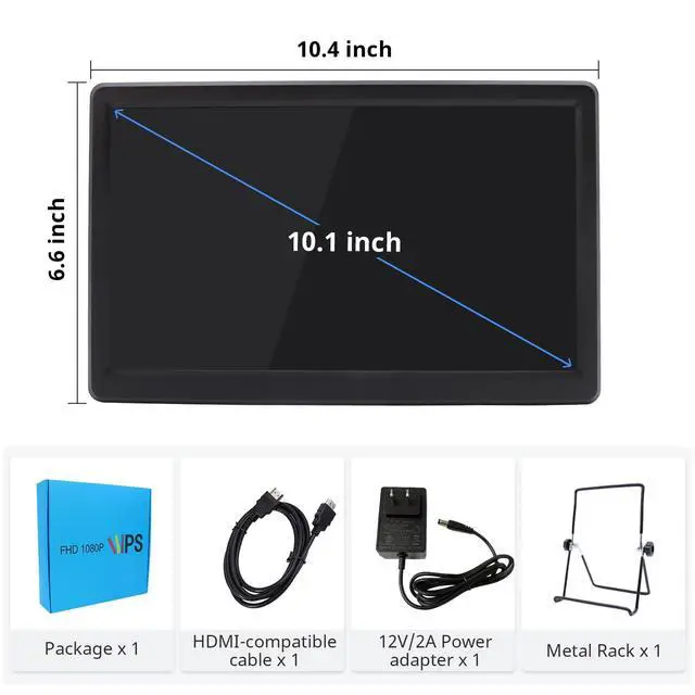 Alt view image 3 of 7 - 10.1 Inch Portable Monitor - IPS Capacitive Touchscreen Monitor with HD VGA Port1920x1080P LCD Display Built-in Dual Speakers Touch Sceen for Raspberry Pi 5/4/3, PS Xbox, Windows 11/10/8/7