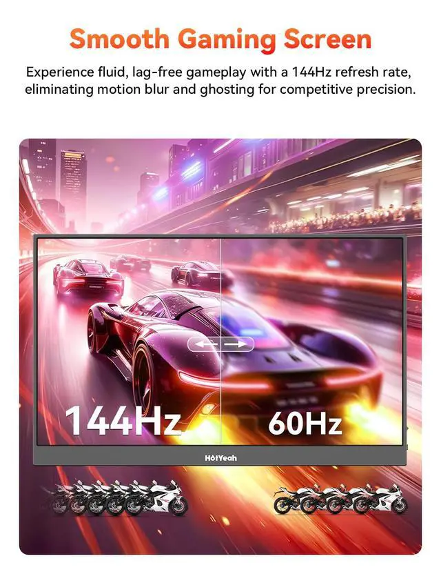 Alt view image 2 of 7 - 16.1'' 144Hz Portable Gaming Monitor, 106% sRGB 1080P Travel Screen | USB-C HDMI External Display HDR Portable Monitor w/Smart Cover, 2nd Screen for Laptop, PC, Mac, Switch, PS5/4, Xbox