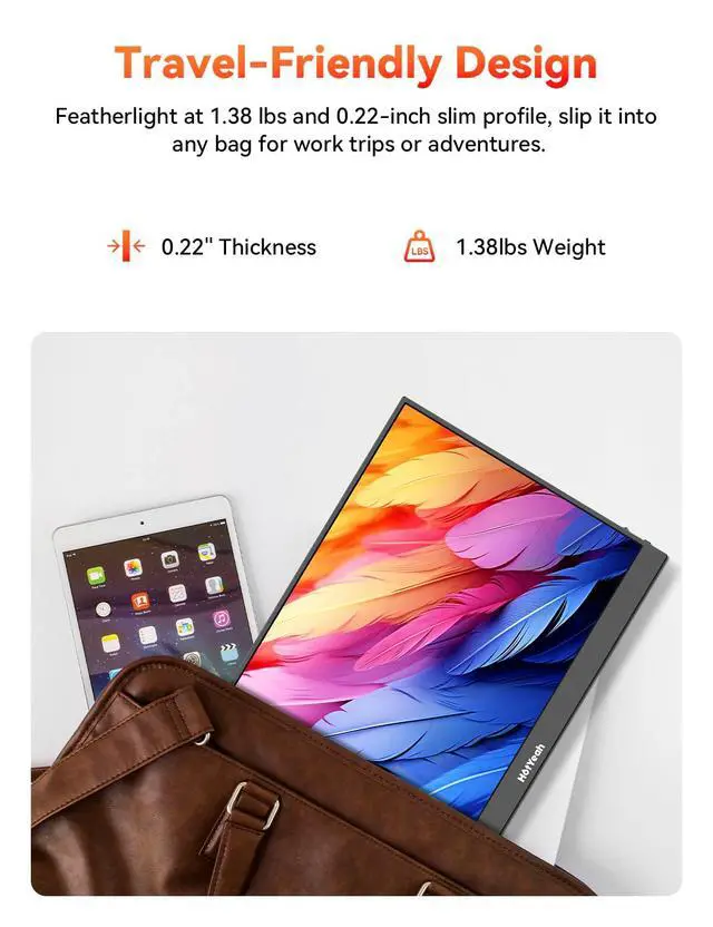 Alt view image 6 of 7 - 16.1'' 144Hz Portable Gaming Monitor, 106% sRGB 1080P Travel Screen | USB-C HDMI External Display HDR Portable Monitor w/Smart Cover, 2nd Screen for Laptop, PC, Mac, Switch, PS5/4, Xbox