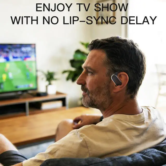 Alt view image 7 of 7 - 2.4GHz Wireless TV Headphones for Seniors, Open-Ear Hook Design for All-Day Comfort, Plug-and-Play (No Bluetooth), Low Latency, 50ft Range, Charging Case Transmitter with Optical & 3.5mm AUX Cables