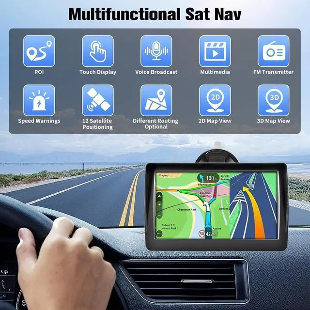 Alt view image 2 of 7 - GPS Navigator for Car and Truck, 7 Inch Touchscreen, 2026 North America Maps, Voice Guidance, Speed Limit Warning, USB Connectivity