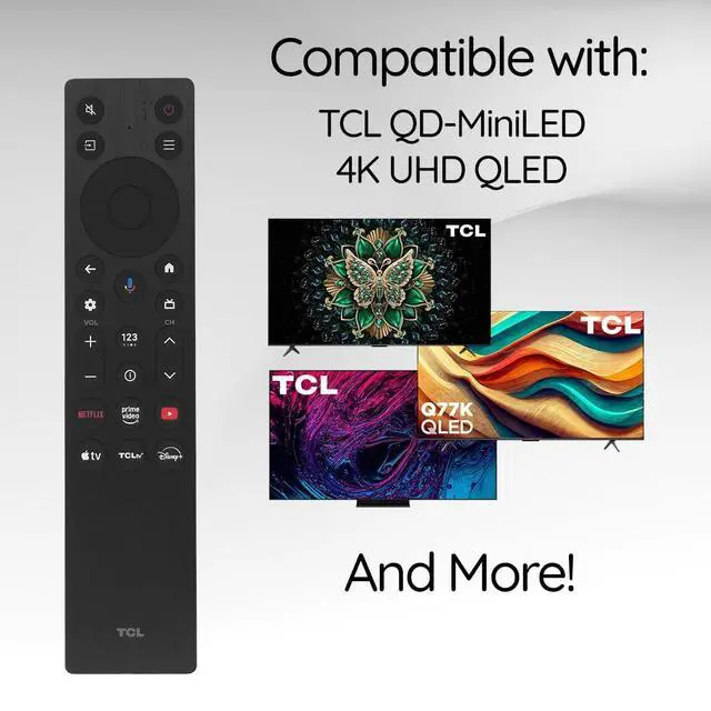 Alt view image 7 of 7 - Replacement Remote fit for TCL Google Smart TV RC923A FMB1- Fits: 50QM6K, 55QM6K, 65QM6KPRO, 75QM6KPRO, 85QM6K, 98QM6KPRO and More - Voice Control - Setup Required
