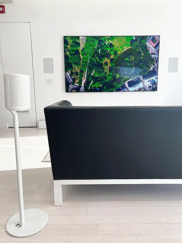 Alt view image 4 of 6 - Floor Stands for Sonos Era 100, SL, 300, 2 Pack, White | Fixed height floor stand for Sonos Era 100, 100 SL, and Era 300, sold as a pair, 28.2" Tall w/o Speaker, Cable Management