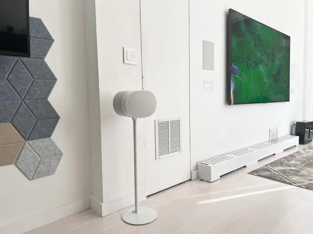 Alt view image 5 of 6 - Floor Stands for Sonos Era 100, SL, 300, 2 Pack, White | Fixed height floor stand for Sonos Era 100, 100 SL, and Era 300, sold as a pair, 28.2" Tall w/o Speaker, Cable Management
