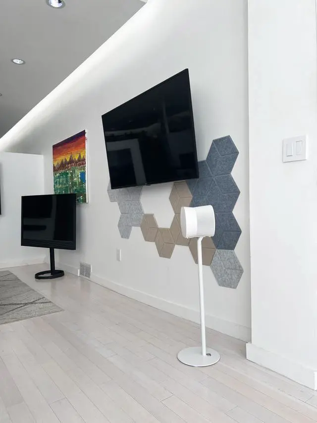 Alt view image 6 of 6 - Floor Stands for Sonos Era 100, SL, 300, 2 Pack, White | Fixed height floor stand for Sonos Era 100, 100 SL, and Era 300, sold as a pair, 28.2" Tall w/o Speaker, Cable Management