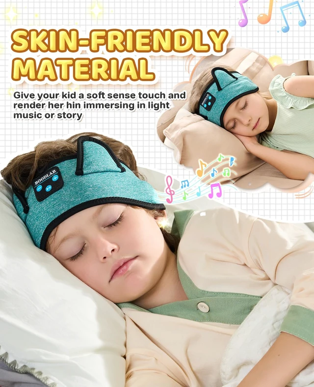 Alt view image 2 of 7 - Kids Bluetooth Headband Headphones - Wireless & Wired 3.5mm Jack, Thin Speakers, Adjustable Comfort Fit, Perfect for Toddlers & Children - Home, School & Travel Essentials