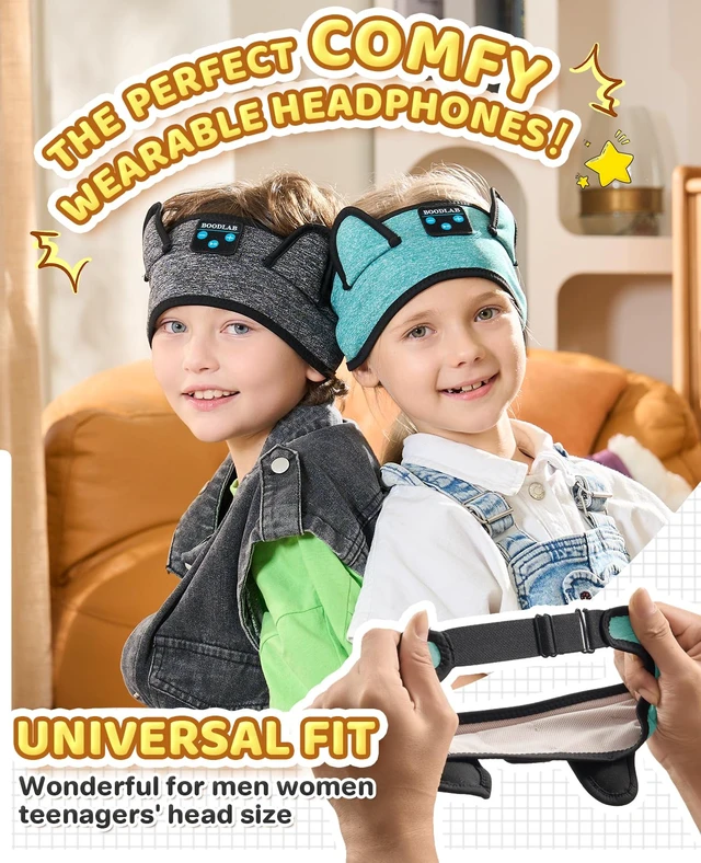 Alt view image 7 of 7 - Kids Bluetooth Headband Headphones - Wireless & Wired 3.5mm Jack, Thin Speakers, Adjustable Comfort Fit, Perfect for Toddlers & Children - Home, School & Travel Essentials