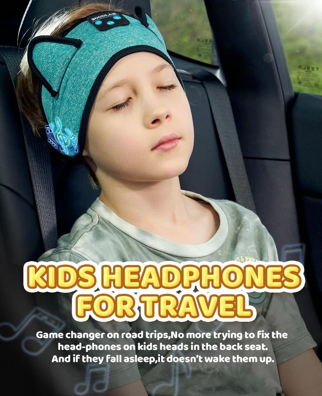 Alt view image 6 of 7 - Kids Bluetooth Headband Headphones - Wireless & Wired 3.5mm Jack, Thin Speakers, Adjustable Comfort Fit, Perfect for Toddlers & Children - Home, School & Travel Essentials