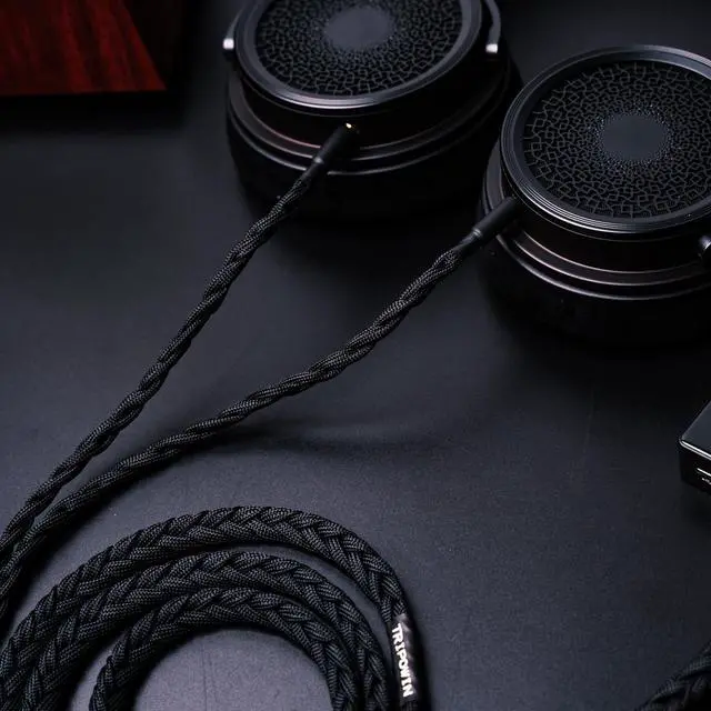 Alt view image 5 of 7 - Tripowin GranVia Upgraded OFC Headphone Replacement Cable | Dual 3.5mm Connector to 4.4mm TRRRS Stereo Headphone Cable,for HE4XX/HE-400i/HE400se/Goldplanar/Focal ELEGIA, Black, 1.5m