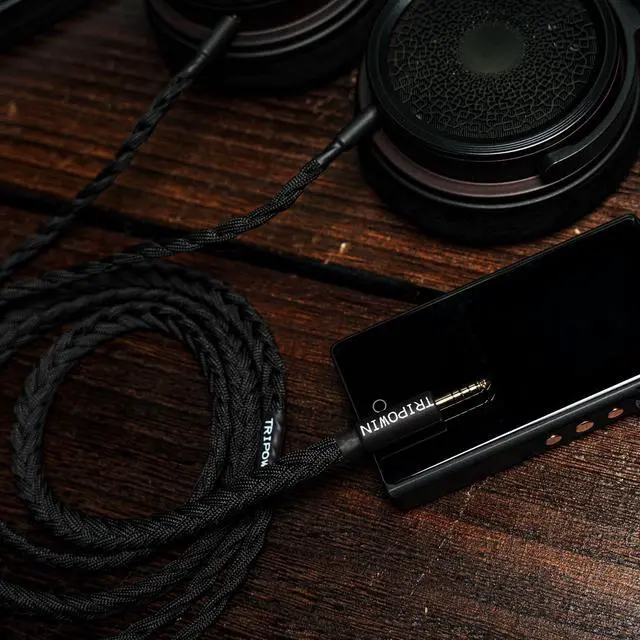 Alt view image 7 of 7 - Tripowin GranVia Upgraded OFC Headphone Replacement Cable | Dual 3.5mm Connector to 4.4mm TRRRS Stereo Headphone Cable,for HE4XX/HE-400i/HE400se/Goldplanar/Focal ELEGIA, Black, 1.5m
