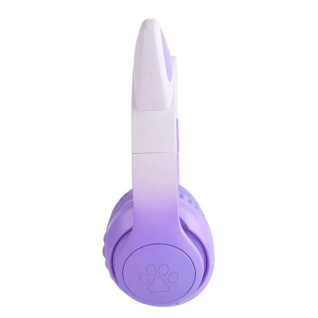 Alt view image 5 of 6 - Kids Wireless Headphones LED Light up Cat Bluetooth Headphones, Color Changing Cat Ear Wireless Headsets with Microphone for Kids/Girls/School/Christmas (Purple Pro)