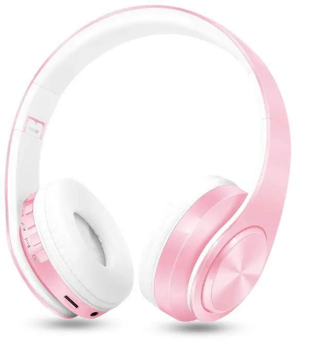 Main image of V5.3 Bluetooth Headphones Over-Ear, Foldable Wireless and Wired Stereo Headset Micro SD/TF, FM for Cell Phone,PC,Soft Earmuffs &Light Weight for Prolonged Wearing (Pink)