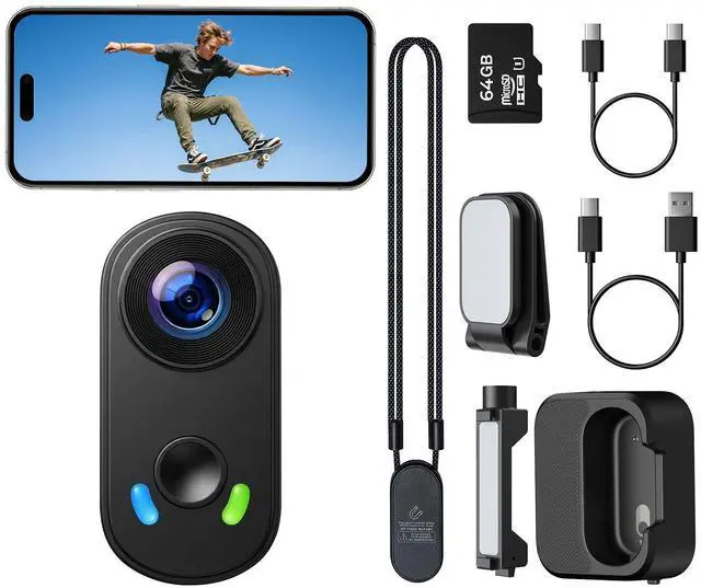 Main image of 4K Mini Body Camera, Wearable Action Cam with Magnetic Mount, Charging Case, WiFi App Control POV Cam EIS Stabilization, 64GB SD Card, Hands-Free Recording for Vlogging Travel Cycling Motorcycle