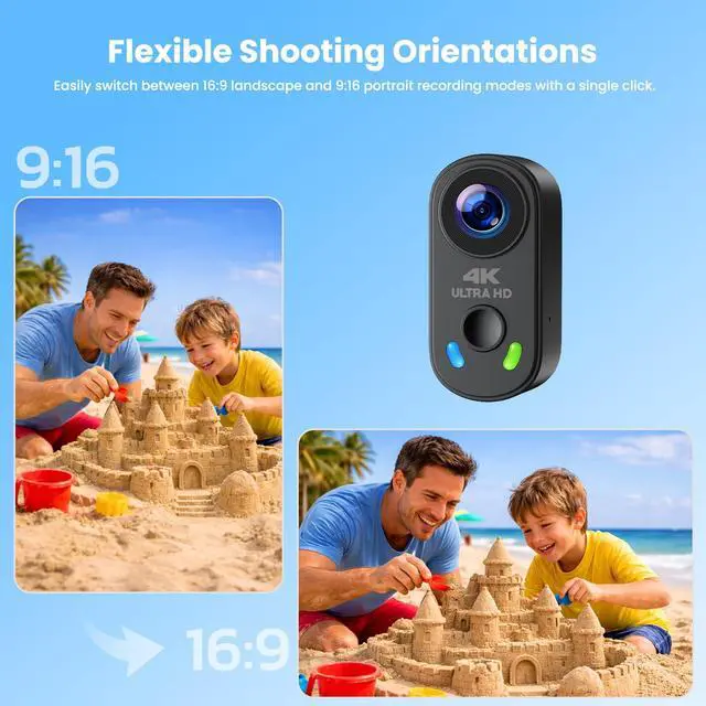 Alt view image 5 of 7 - 4K Mini Body Camera, Wearable Action Cam with Magnetic Mount, Charging Case, WiFi App Control POV Cam EIS Stabilization, 64GB SD Card, Hands-Free Recording for Vlogging Travel Cycling Motorcycle