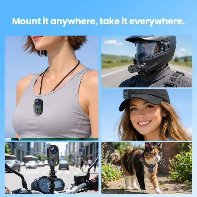 Alt view image 6 of 7 - 4K Mini Body Camera, Wearable Action Cam with Magnetic Mount, Charging Case, WiFi App Control POV Cam EIS Stabilization, 64GB SD Card, Hands-Free Recording for Vlogging Travel Cycling Motorcycle
