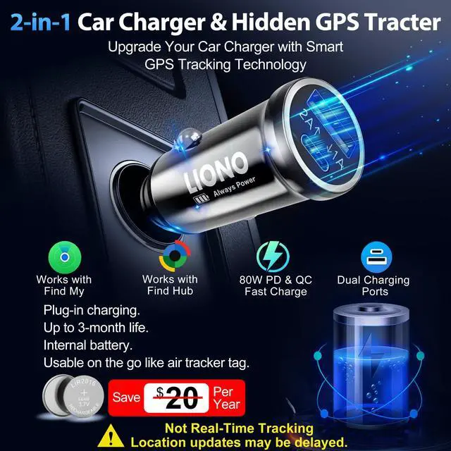Alt view image 2 of 7 - 2026 NEW Car GPS Tracker for Vehicles with Rechargeable Battery | Compatible with iOS & Android, Anti-Theft Car Locator, Parking Finder, No SIM Card, No Monthly Fee