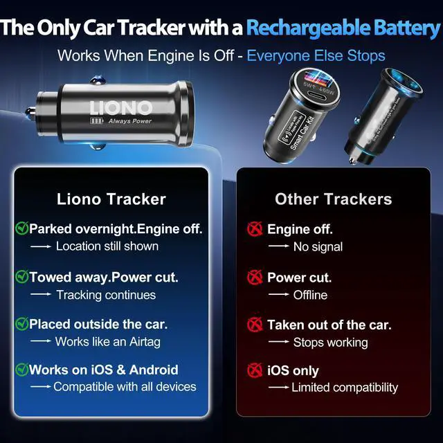 Alt view image 3 of 7 - 2026 NEW Car GPS Tracker for Vehicles with Rechargeable Battery | Compatible with iOS & Android, Anti-Theft Car Locator, Parking Finder, No SIM Card, No Monthly Fee