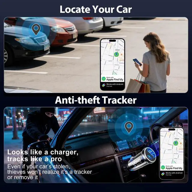 Alt view image 5 of 7 - 2026 NEW Car GPS Tracker for Vehicles with Rechargeable Battery | Compatible with iOS & Android, Anti-Theft Car Locator, Parking Finder, No SIM Card, No Monthly Fee
