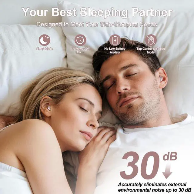 Alt view image 2 of 7 - Sleep Earbuds Bluetooth 6.0 in Ear, 2026 New Mini Sleep Headphones with Sleep Monitor and APP, Sleepbuds for Side Sleepers, 48H Playtime Sleep Earphones with Personal Alarm/Small Earplugs, Rose Gold