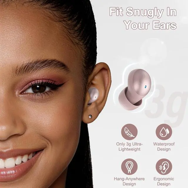 Alt view image 4 of 7 - Sleep Earbuds Bluetooth 6.0 in Ear, 2026 New Mini Sleep Headphones with Sleep Monitor and APP, Sleepbuds for Side Sleepers, 48H Playtime Sleep Earphones with Personal Alarm/Small Earplugs, Rose Gold