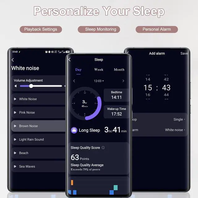 Alt view image 5 of 7 - Sleep Earbuds Bluetooth 6.0 in Ear, 2026 New Mini Sleep Headphones with Sleep Monitor and APP, Sleepbuds for Side Sleepers, 48H Playtime Sleep Earphones with Personal Alarm/Small Earplugs, Rose Gold