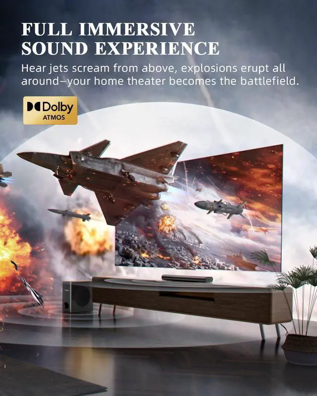 Alt view image 3 of 7 - 2.1 Dolby Atmos Soundbar with Subwoofer for Smart TV, Dolby Atmos Sound Bar for TV, Surround Sound System for TV, 150W TV Speakers for Smart TV, Bluetooth eARC/Opt/AUX
