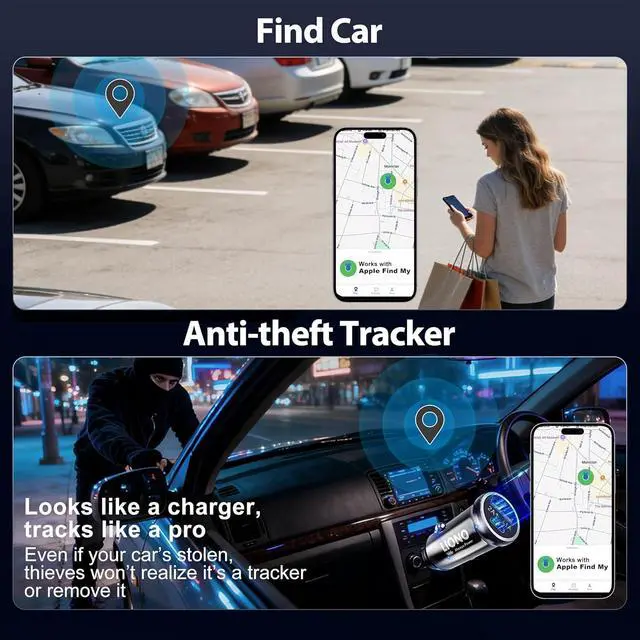 Alt view image 5 of 7 - Car GPS Tracker & Charger with Built-in Rechargeable Battery | Hidden Car Tracker for Anti-Theft & Parking Location, for Family& Fleets, No Monthly Fee, No SIM, iOS Only