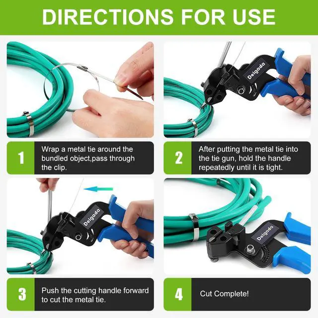 Alt view image 3 of 6 - 100PCS Metal Zip Ties Tool Heavy Duty Stainless Steel Cable Tie Gun | Stainless Steel Zip Tie Tool Wrap Gun for Tightening and Cutting Outdoor Chain Link Fence Exhaust Pipe