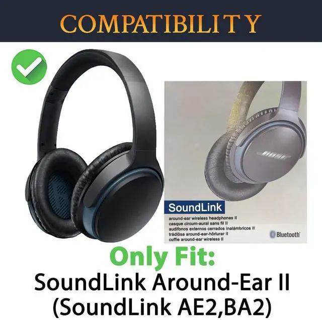 Alt view image 2 of 7 - Earpads for Bose SoundLink AE2 - Black | for SoundLink Around-Ear II (Model BA2) Over-Ear Headphones