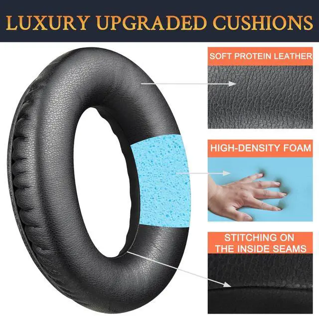 Alt view image 5 of 7 - Earpads for Bose SoundLink AE2 - Black | for SoundLink Around-Ear II (Model BA2) Over-Ear Headphones