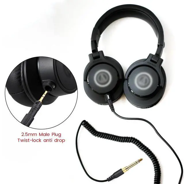Alt view image 3 of 7 - ATH-M50x Cable Coiled Aux Cord for Audio Technica M40x M70x Wired Headphone | 2.5mm to 3.5mm(1/8") Extension Wire with 6.35mm(1/4") Adapter, 14ft
