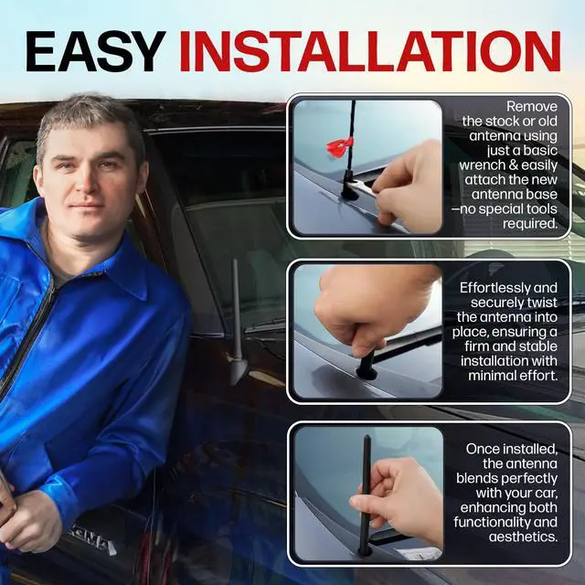 Alt view image 5 of 7 - Short Rubber Antenna fits Toyota Tundra (2000-2020) - USA Stainless Steel Threading - The Original 6 3/4 Inch Accessories - Car Wash Proof - Internal Copper Coil