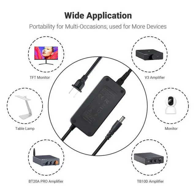 Alt view image 7 of 7 - 48V 5A Power Adapter Supply for Home Audio Bluetooth Stereo Receiver Amplifier Mini Hi-Fi Class D Integrated Amp