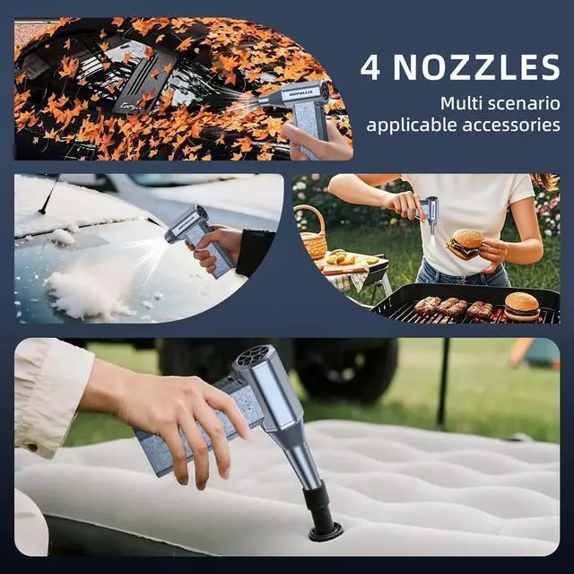 Alt view image 5 of 7 - Cordless Compressed Air Duster, 150000RPM Super Power Electric Air Duster, 3-Gear Adjustable Mini Air Blower for Computer, Keyboard, Outdoor, House and Car Cleaning (Silvery)
