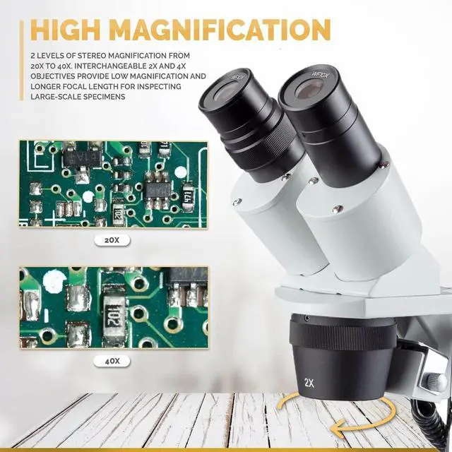 Alt view image 4 of 7 - SE306R-PZ-LED Forward-Mounted Binocular Stereo Microscope, WF10x | 2X & 4X Magnification DIN Standard RMS 20.32mm Thread 160mm Finite Tube Length Compatible Numerical Aperture 0.10