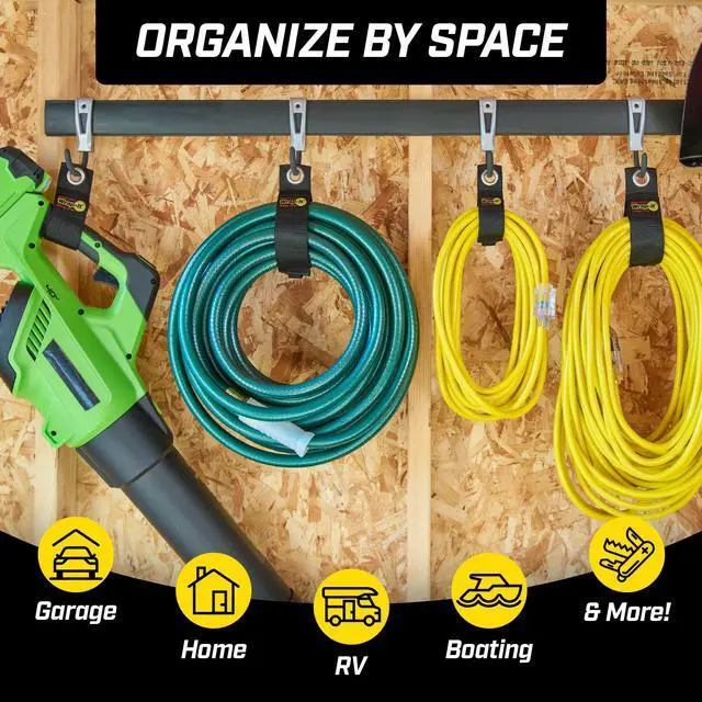 Alt view image 7 of 7 - Heavy-Duty Straps - Assorted 9-Pack | Extension Cord Hanger Cord Straps for Garage Storage and Organization