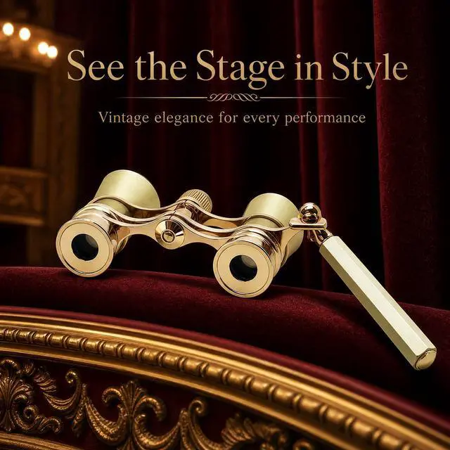 Alt view image 2 of 7 - Opera Glasses, 3X25 Theater Binoculars, Mini Compact Opera Glasses with Adjustable Handle, Portable Binoculars for Women Adults Kids, Ideal for Concert Theater Opera (Golden with Handle)