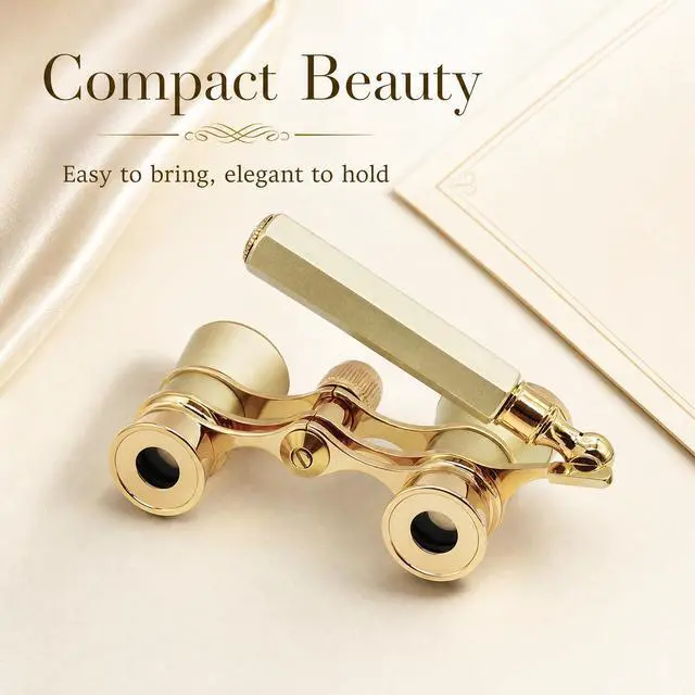 Alt view image 3 of 7 - Opera Glasses, 3X25 Theater Binoculars, Mini Compact Opera Glasses with Adjustable Handle, Portable Binoculars for Women Adults Kids, Ideal for Concert Theater Opera (Golden with Handle)