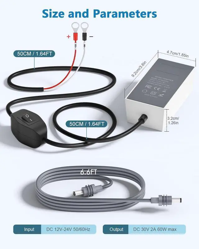 Alt view image 7 of 7 - Starlink Mini 12V Battery Adapter with Switch 12V-24V to 30V 2A Step Up Converter Starlink Mini DC Power Supply Adapter Direct to Battery Cable O-Ring No Voltage Drop Waterproof for Truck,RV,Camping