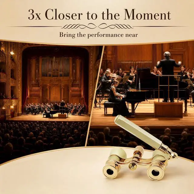 Alt view image 4 of 7 - Opera Glasses, 3X25 Theater Binoculars, Mini Compact Opera Glasses with Adjustable Handle, Portable Binoculars for Women Adults Kids, Ideal for Concert Theater Opera (Golden with Handle)