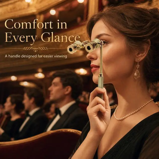 Alt view image 5 of 7 - Opera Glasses, 3X25 Theater Binoculars, Mini Compact Opera Glasses with Adjustable Handle, Portable Binoculars for Women Adults Kids, Ideal for Concert Theater Opera (Golden with Handle)