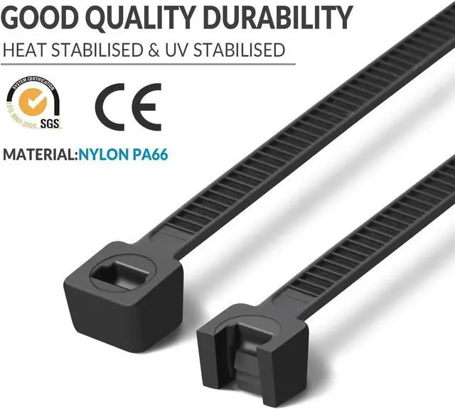 Alt view image 3 of 6 - 16 Inch Black Zip Ties 1500 PCS, 85 LBS Tensile Strength, UV Resistant Cable Ties, Premium Self-locking Plastic Ties for Indoor and Outdoor Use