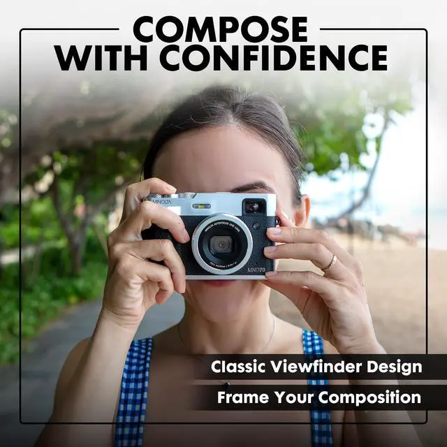 Alt view image 5 of 7 - Retor MND70 48MP Digital Camera, 5K Video, Viewfinder (Gold Brown) | Waterproof design captures photos and HD video at the beach, pool and on outdoor adventures