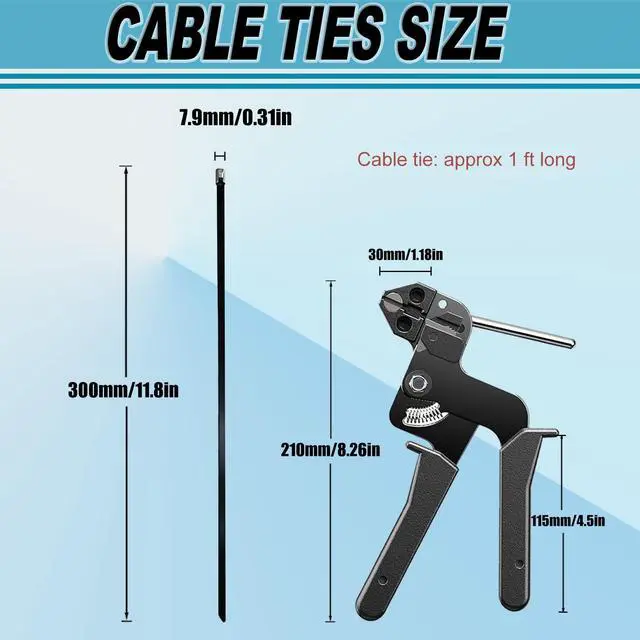 Alt view image 2 of 7 - 300PCS 11.8Inch 304 Steel CableTies Kit with Gun, Screwdriver & Gloves | Highstrength 304steel zip ties provide longlasting secure fastening for outdoorfence installations
