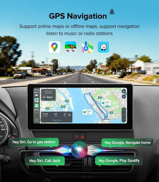 Alt view image 4 of 7 - 10.25in Stereo for Audi Q5 SQ5 2009-2017 Concert Wireless CarPlay | Concert Symphony Only (No MMI), 2-Sec Fast Boot Linux, Dual OS Retain OEM Knob, 1920x720 HD, Plug & Play Luxury Upgrade