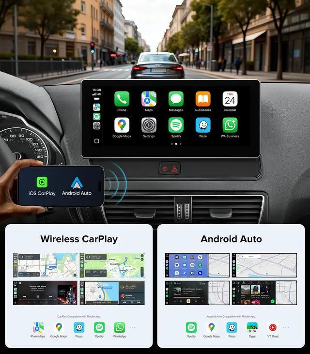 Alt view image 3 of 7 - 10.25in Stereo for Audi Q5 SQ5 2009-2017 Concert Wireless CarPlay | Concert Symphony Only (No MMI), 2-Sec Fast Boot Linux, Dual OS Retain OEM Knob, 1920x720 HD, Plug & Play Luxury Upgrade