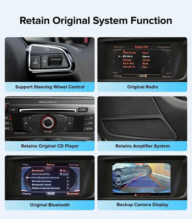 Alt view image 7 of 7 - 10.25in Stereo for Audi Q5 SQ5 2009-2017 Concert Wireless CarPlay | Concert Symphony Only (No MMI), 2-Sec Fast Boot Linux, Dual OS Retain OEM Knob, 1920x720 HD, Plug & Play Luxury Upgrade